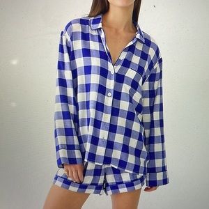 Long sleeve flannel pajama short set NWT